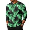 Men Casual Halloween Print Crew Neck Raglan Three Quarter Sleeve Shirt Lightweight Breathable Top for Everyday Wear