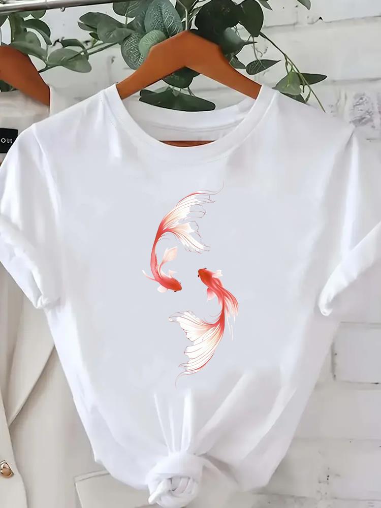 

(Asian Size) love heart style Tee Clothing Lady Female Top Printed Women Casual T Shirt Fashion Graphic Short Sleeve T-shirts S