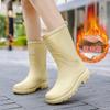 New Waterproof Medium and High Tube Women's Fashion Rain Boots Women's Outer Wear Thickened Non-slip Water Shoes Women