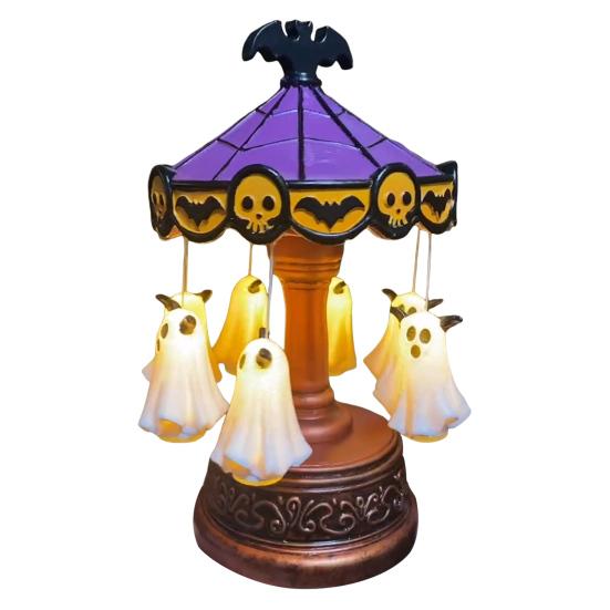 Ghostly Carousel Night Light Halloween Light Up Ghost Night Lamp Festive Atmosphere Spooky Lamp Decor for Bedroom