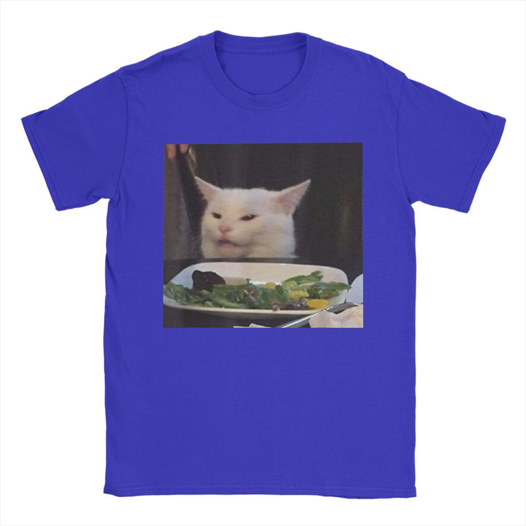 Esstisch Katze Meme Lustig Internet Schreiend Verwirrt T-Shirt Sommer T-Shirts Baumwolle Mode T-Shirt Für Männer Kurze Ärmel Oberteile