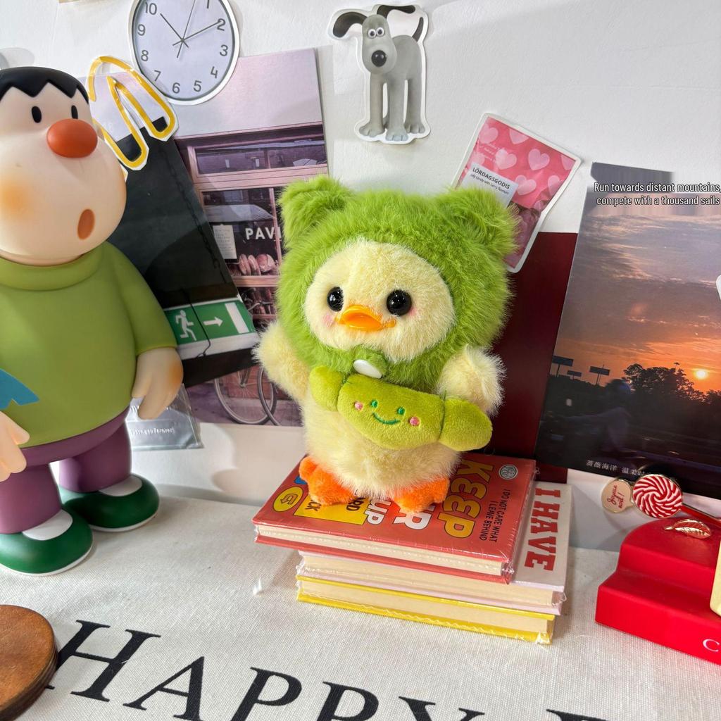 Adorable Frog Hat Duck Pendant Plush Toy Keyring