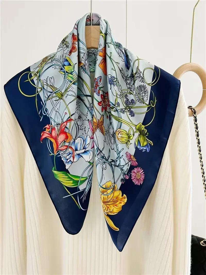 

Ханчжоу 100% натуральный шелковый шарф женский бандана квадратные шарфы обертывание платок шелковица мода роскошь высокое качество хиджаб Real Silk 68x68cm