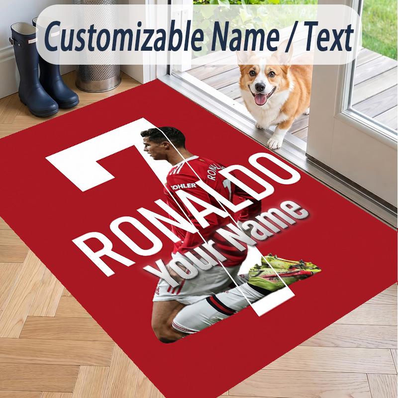 Custom Text Printed Rug Cristiano Ronaldo Non Slip Floor Carpet For Home Room Decor
