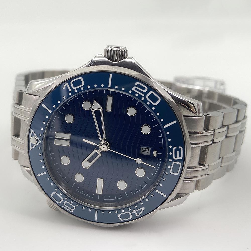 41mm Men's Mechanical Watch - Blue Dial, Date, Luminous Hands, Ceramic Bezel, Brushed 316L Stainless Steel Case