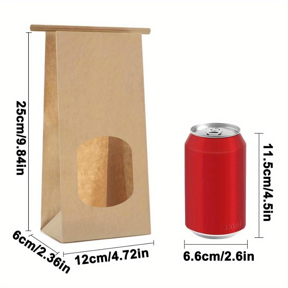 20 Stück Bäckertüten mit Fenster Kraftpapiertüten Zinnverschluss Laschenverschluss Tüten Braune Fenstertüten Kekstüten Kaffeetüten