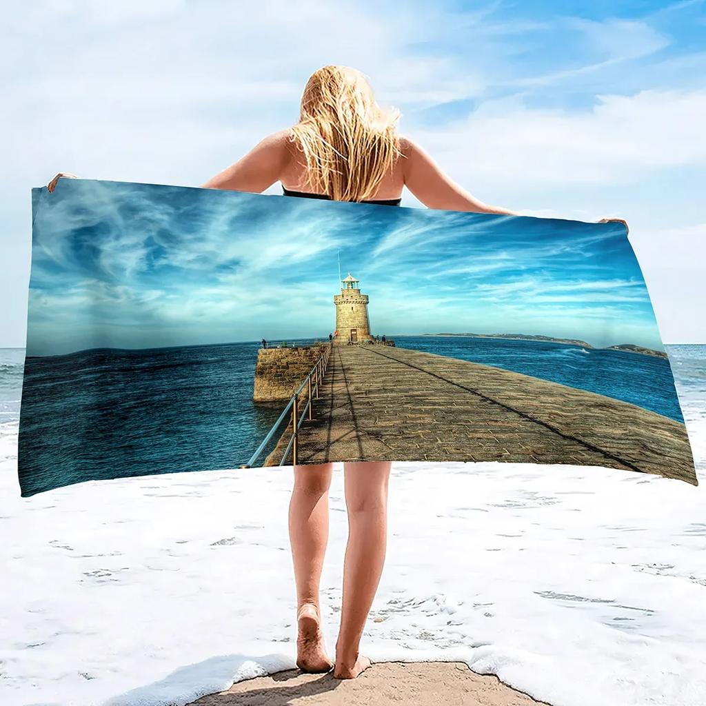 Leuchtturm Mikrofaser Pool Sandfest Strandtuch Decke Schnell Schnelltrocknend Sandfrei Proof Kompakt Outdoor Leichtgewichtige Handtücher