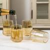 Modern Geometric Clear Amber Smoke Tone Stemless Wine/Beverage Glasses, Set of 4 United States