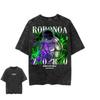 Oversized Vintage Washed One Piece Anime T Shirt Men Women Cotton Short Sleeve Tee Streetwear Graphic Print Tops