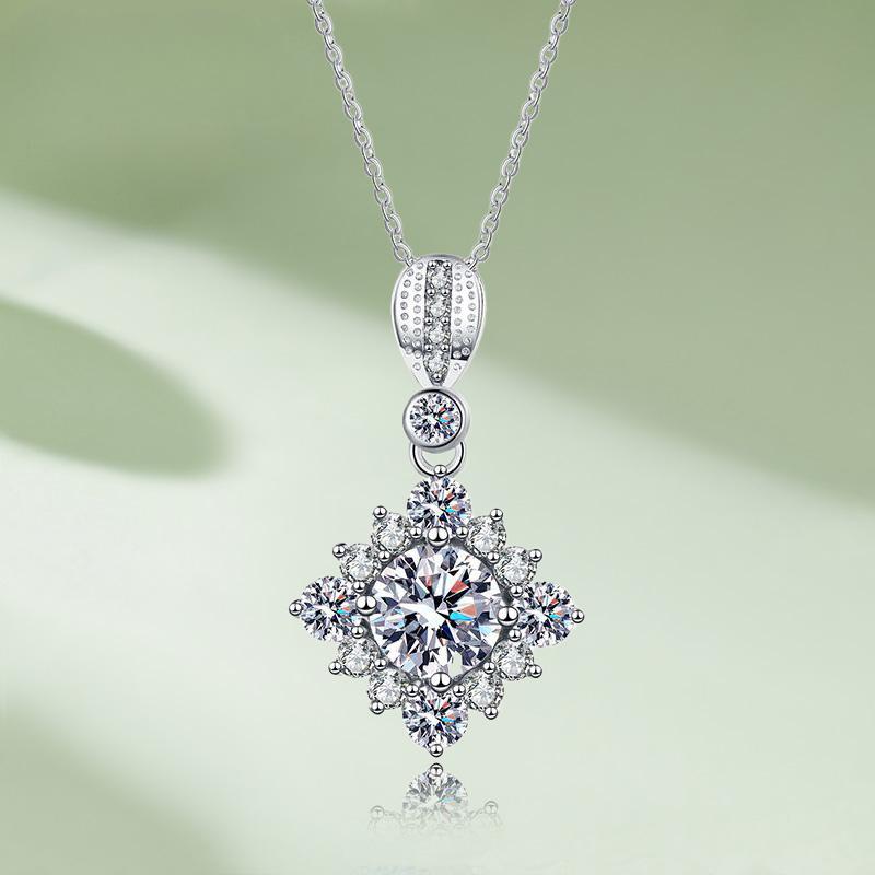 D Farge 1CT D Farge Moissanitt Diamant Halskjede Anheng For Kvinner GRA Sertifisert S925 Sølv Halskjede luksuriøst Fest Fint Smykke