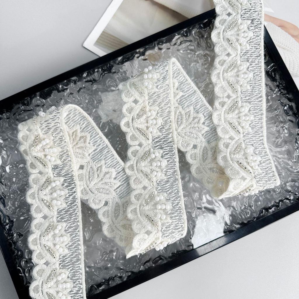 4.5Cm Organza Beads Embroidery Barcode Lace Exquisite Window Decoration Clothing Luggage Belt Decorative Lace Accessories