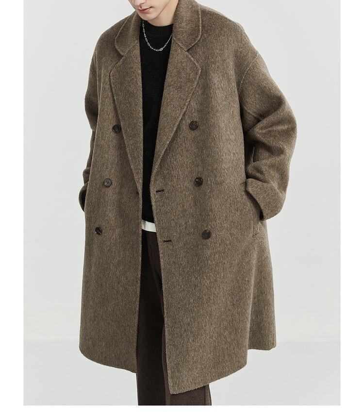 Men's Mid-Length Double-Sided Wool Coat: New Stylish Thickened Korean Winter Design