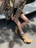Höhenverlängernde Retro-Western-Cowboystiefel mattierte kurze Stiefel Damen 2025 Herbst neu dicker Absatz kleiner kurzer Schaft Stapelstiefel