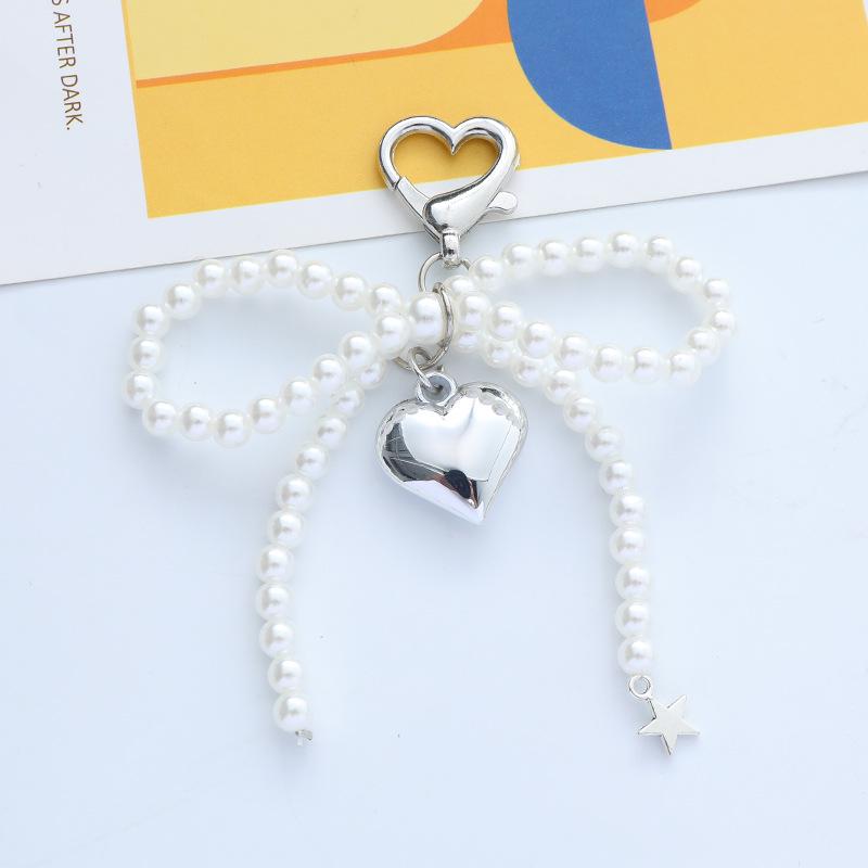 Trending Heart-Shaped Bow Bag Charm: Keychain & AirPods Pendant