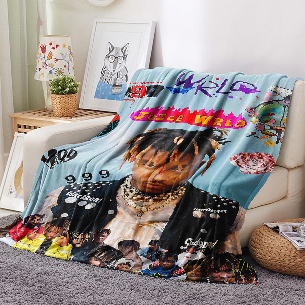 1Pc Juice Wrld Print Flannel Blanket, High Quality Comfortable for All Seasons, Home Decor, Warmth and Comfort, Perfect for Gifts