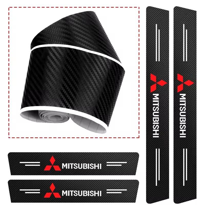 gjbf4 1/4/5Pcs Car Door Sill Scuff Plate Decor Carbon Fiber Stickers For Mitsubishi Ralliart Ex Jinxuan Attrage Xpander Mirage Montero