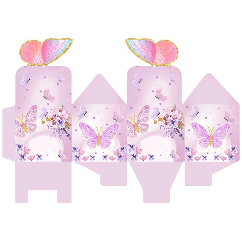 6/12Pcs Butterfly Treat Floral Paper Candy Gift Chocolate Present Boxes Decoration for Birthday Wedding Baby Shower Party Favor 5