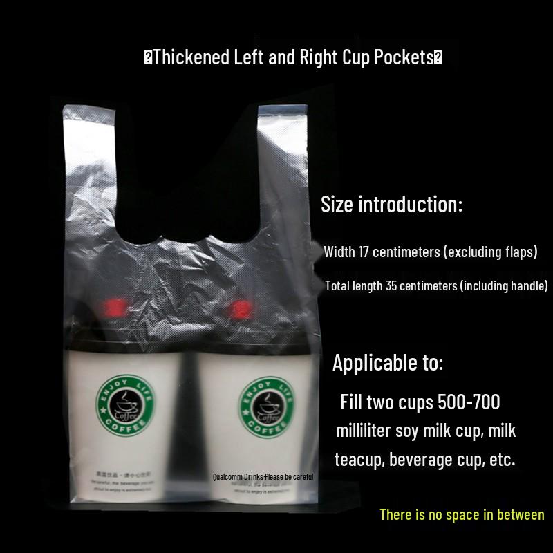 Disposable Plastic Drink Cup Bags for Milk Tea and Soy Milk - Single or Double Cup Capacity