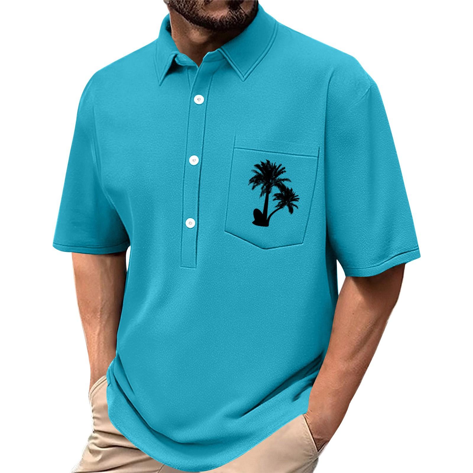 

Мужская летняя однотонная рубашка с принтом, эластичная в четырех направлениях, с лацканами, на пуговицах, с карманом, повседневный спортивный топ с короткими рукавами XXL