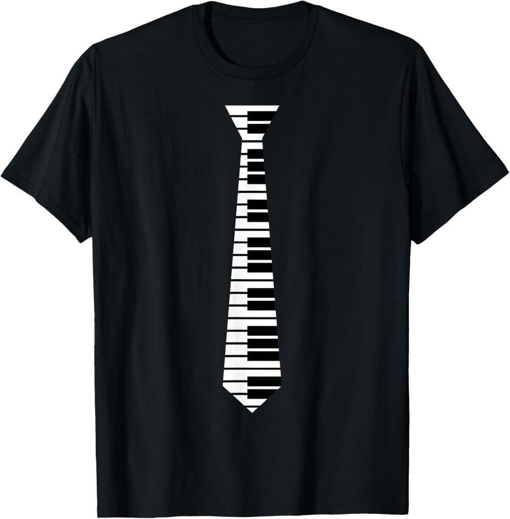 Piano Neck Tie Funny Humorous Keyboard Music Player Fun Gift TShirt Cotton Printed Graphic T Shirts Mens Clothing  Ropa Hombre