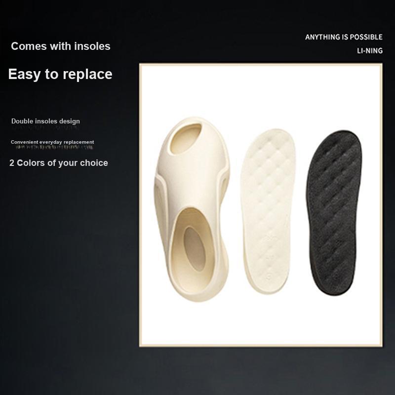 Li Ning Yun You Slay Second Generation Trendy Comfortable Silent Non-Slip Slide Sandals Unisex Footwear Off-White AZSV009-1