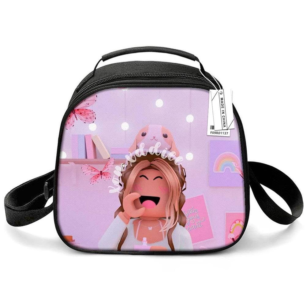 Virtual World, Lunch Bag Cartoon Primary School Children Animation Game Merchandise Lunch Bag Bento Bag
