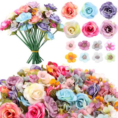 220 Stuks Mini Bloemhoofdjes, Kunstbloemen Rozen Met Stelen