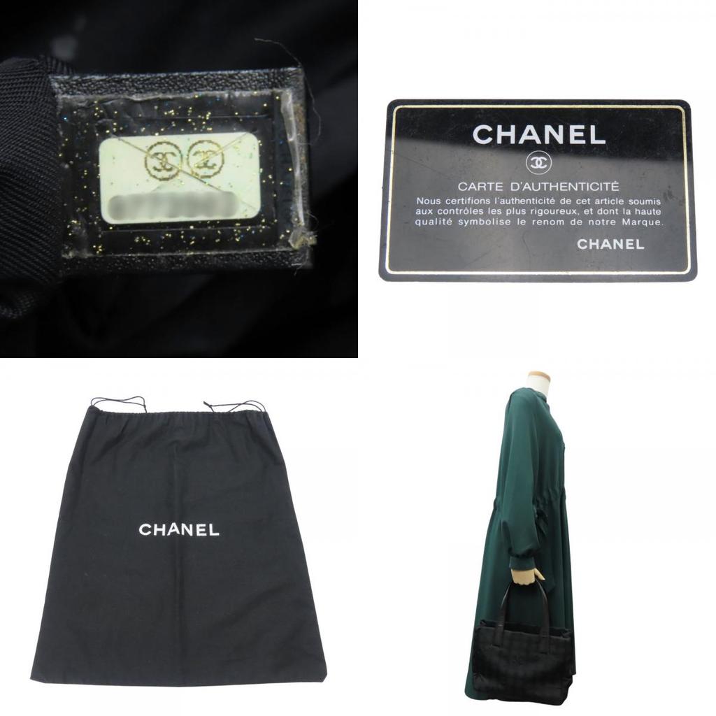 Used CHANEL Tote Bag PM New Travel Line Jacquard Nylon/leather Black COCO Mark