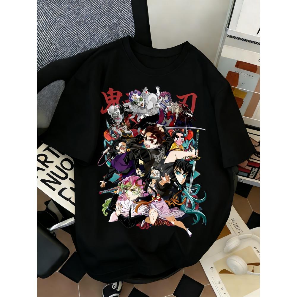 Sommer Große Größen Demon Slayer Anime Aufdruck Herren und Damen T-Shirt Lässig Eltern Kind Oberteil Mode Baumwolle Y2K Harajuku Straße