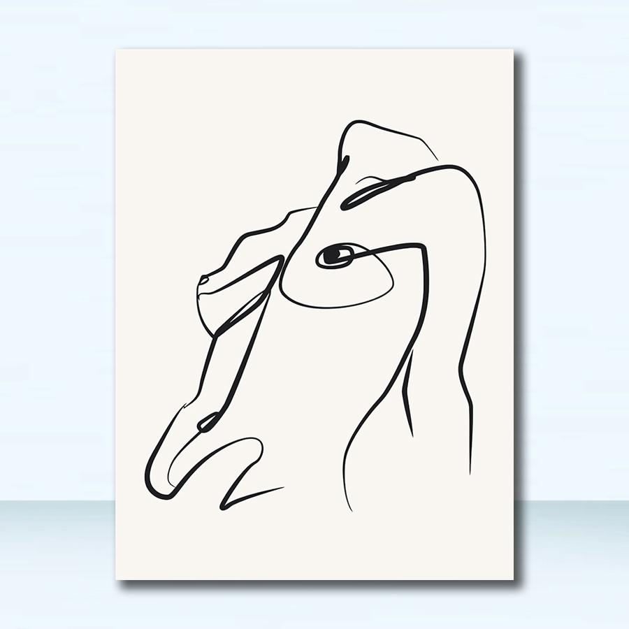 

Картина черно-белая скандинавская картина с принтами, настенные картины для гостиной, рисунок линии тела, абстрактная живопись, настенное искусство, холст