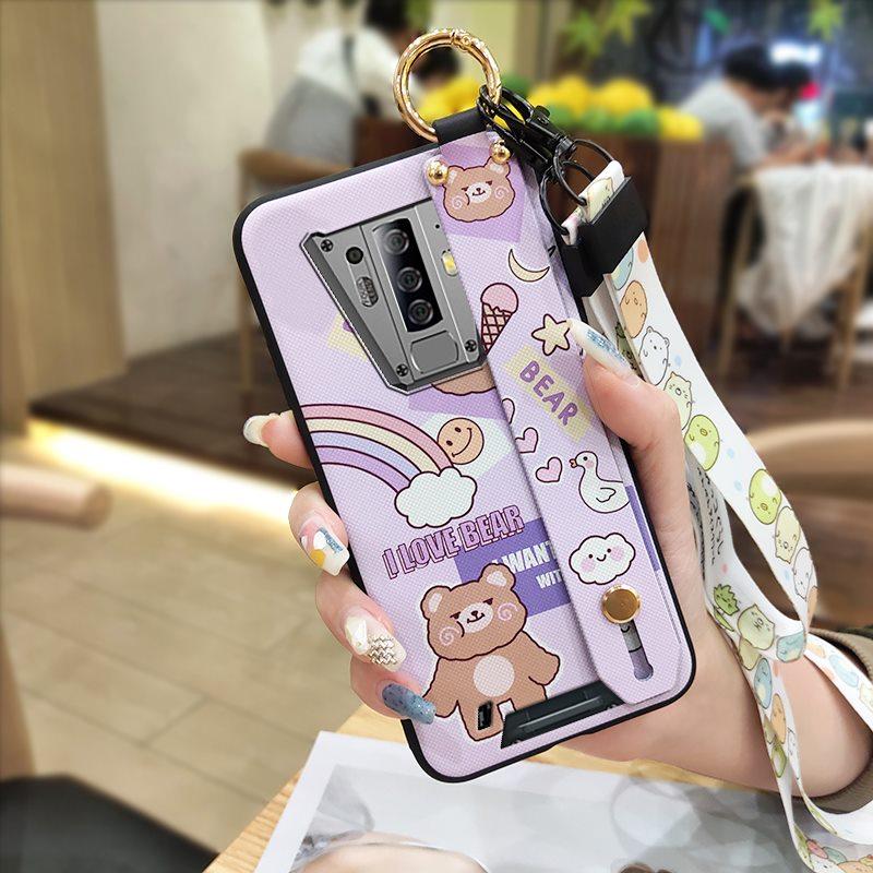 Kickstand Anti-dust Phone Case For Blackview BV6900 Wrist Strap Ring Cartoon Anti-knock Waterproof Cute Dirt-resistant