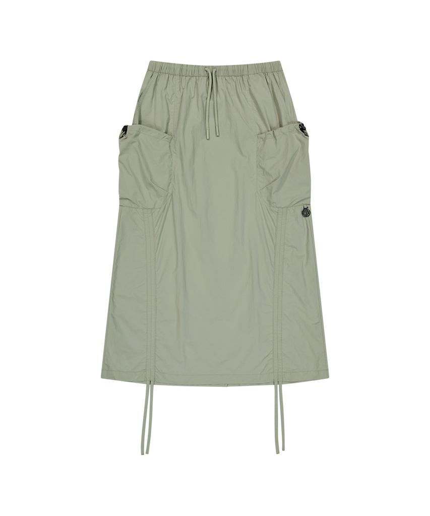 OFFGRID Nylon Shirred Panel Skirt - Light Khaki