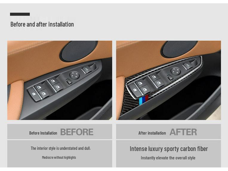 14-17 BMW X3/X4 F25/F26 Naklejka Ozdobna na Przełącznik Okna z Włókna Węglowego