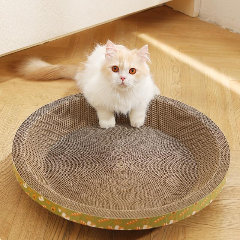 Cat Scratch Board With Minimal Shedding Round Design Large Size 45*9cm Corrugated Paper Material