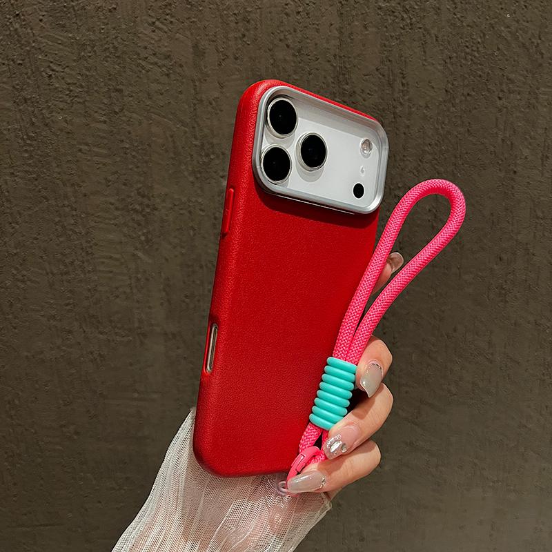 Matte Lichee Soft Silicone Lanyard Phone Case For iPhone 17 16 15 Pro Max 14 Plus 11 12 13 16e X XS XR Hand Wrist Strap Cover