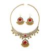 Bohemian Vintage Floral Necklace and Earring Set , Retro Ethnic Style Jewelry for Women