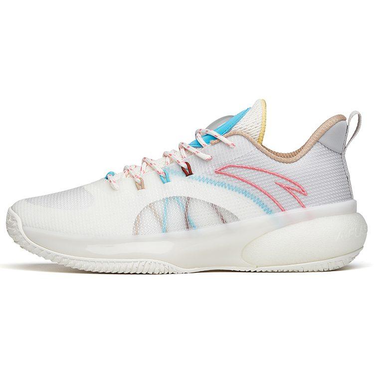 ANTA Cement Killer Basketball Shoes Men's Low Top Ivory White/Microchip Gray/Chlorine Blue 112121606S-10