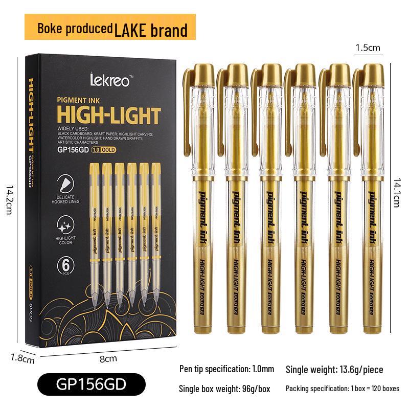Boke Gold Glitter & White Highlight 1.0mm Gel Pen Set for Creative Drawing and Journaling