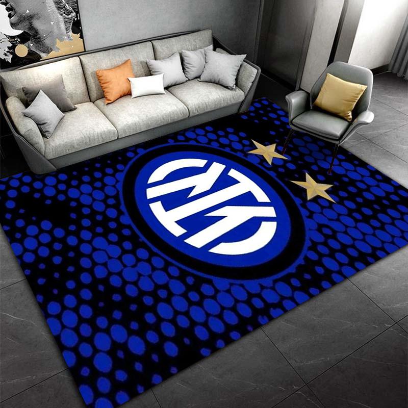 Tappeto Logo Inter Milan, Design Blu e Nero con Accenti Stellati Adatto per l'uso come antiscivolo per soggiorno camera da letto divani