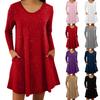 2026 Trendy European & American Style Long Sleeve Pocket Dress with Hot Stamping