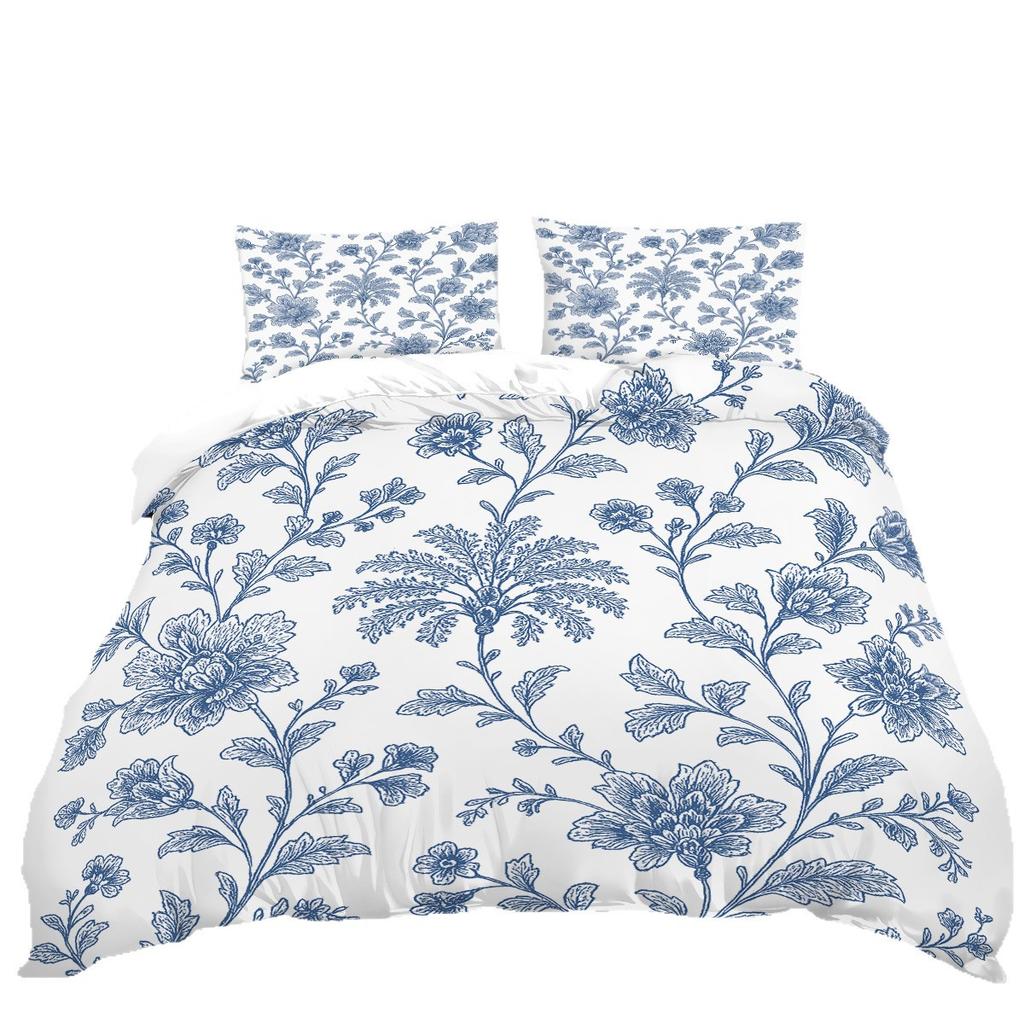 Quilt Cover Bedding 3-Piece Set Printed Quilt Cover Creative Home Textile Supplies Flower Quilt Cover Three-Piece Set Jit Delivery