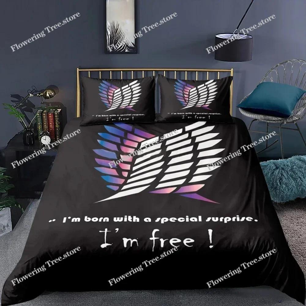 3D Printed Attack On Titan AOT Bedding Set Anime Levi Duvet Cover Double Twin Full Queen King Adult Kids Bedclothes Quilt Cover