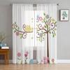 Cartoon Kid Cute Owl Sheer Curtain for Bedroom Tulle Voile Curtain for Kitchen Living Room Decor Window Treatment