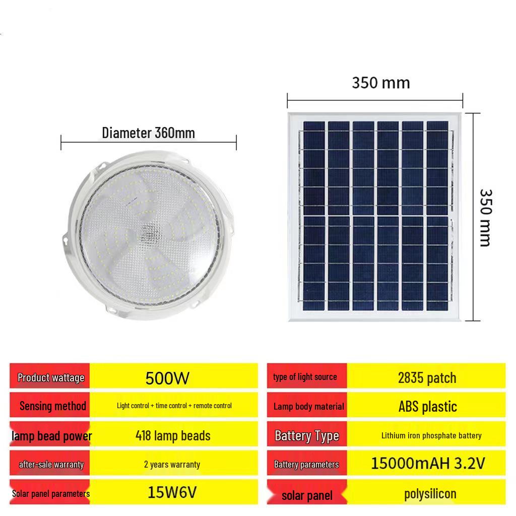 Solar Induction Ceiling Pendant Light for Living Room/Outdoor with Remote Control