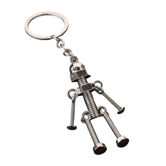 

Metal Robot Keychain Vintage Movable Joints Screw Robot Key Ring Pendant Backpack Bag Purse Charm Birthday Christmas Gifts for Men Women