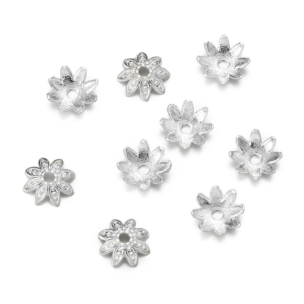50pcs 5 Sizes Alloy Flower Beads Cap Flowers Connector for Bracelet Necklace Jewelry Making Accessories