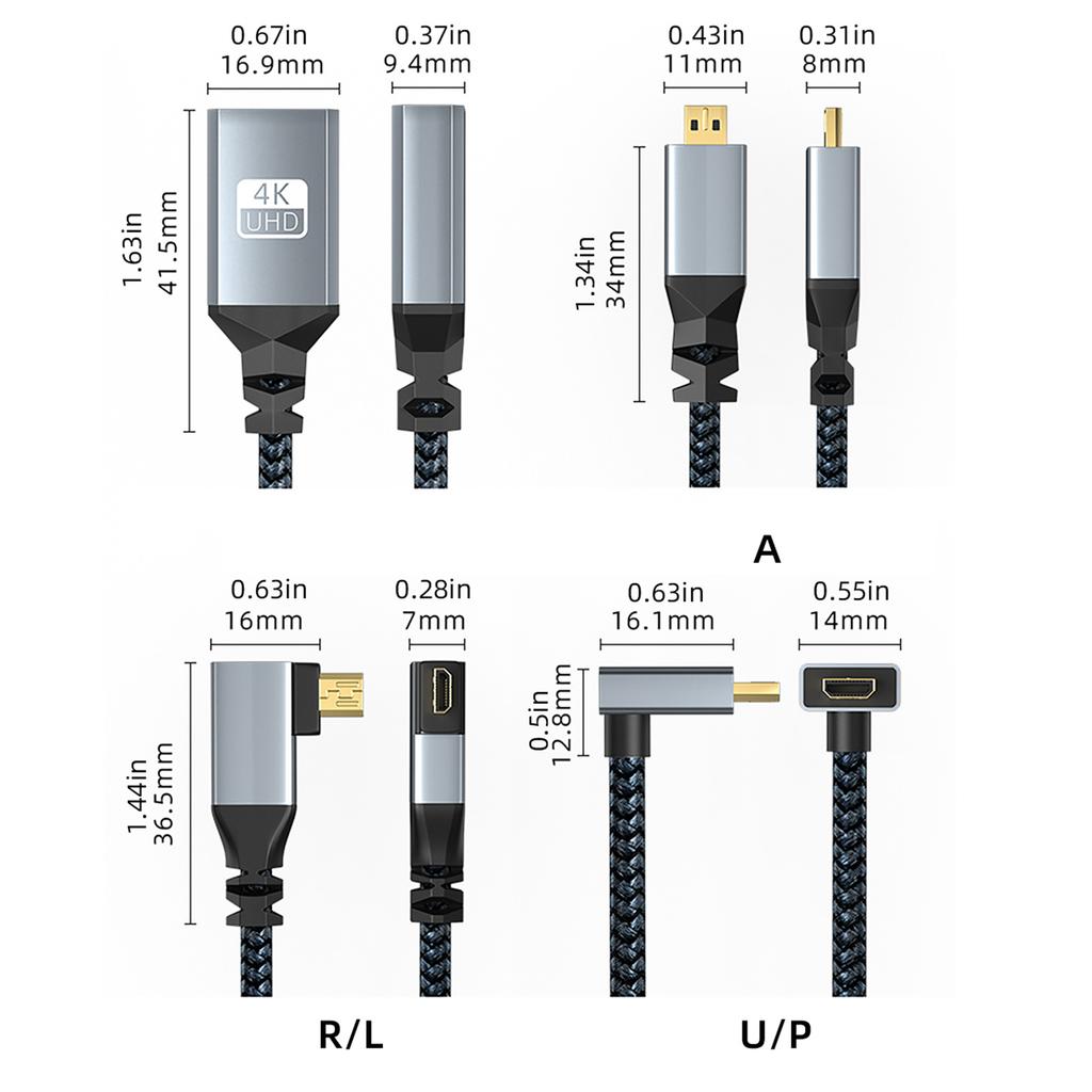 4K60hz Video Cord Micro HDMI to HDMI Cable 3840x2160P for Video Streaming Line Extension 3840x2160P