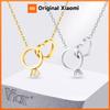 Vnox Romantic Heart Necklace For Couple Lovers Stainless Steel Forever Double Rings Pendants Valentine's Day Gift