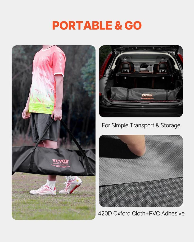 12x6 Ft Portable Soccer Goal Kids Soccer Net Carry Bag Backyard Training