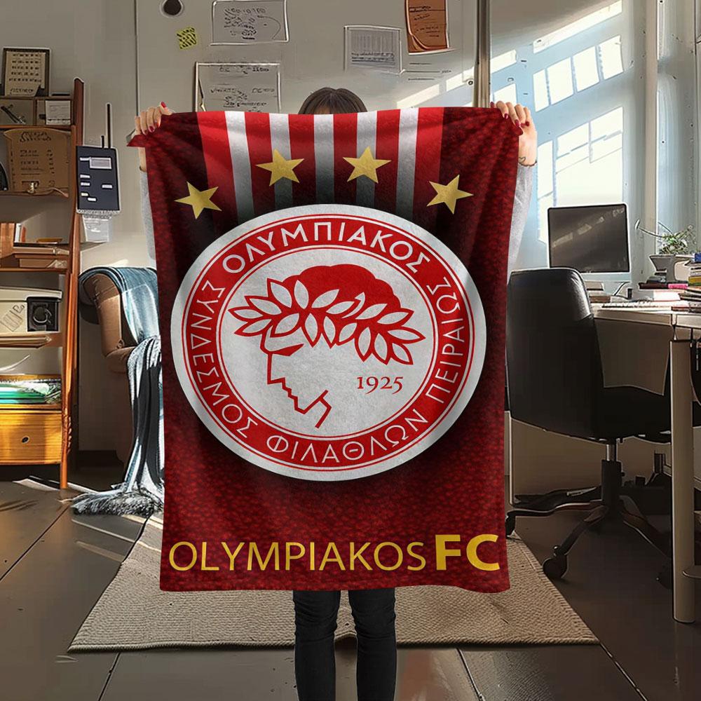Olympiacos F.C FlAannel Blanket, High quality Comfortable for All Seasons, Home Decor, Warmth and Comfort